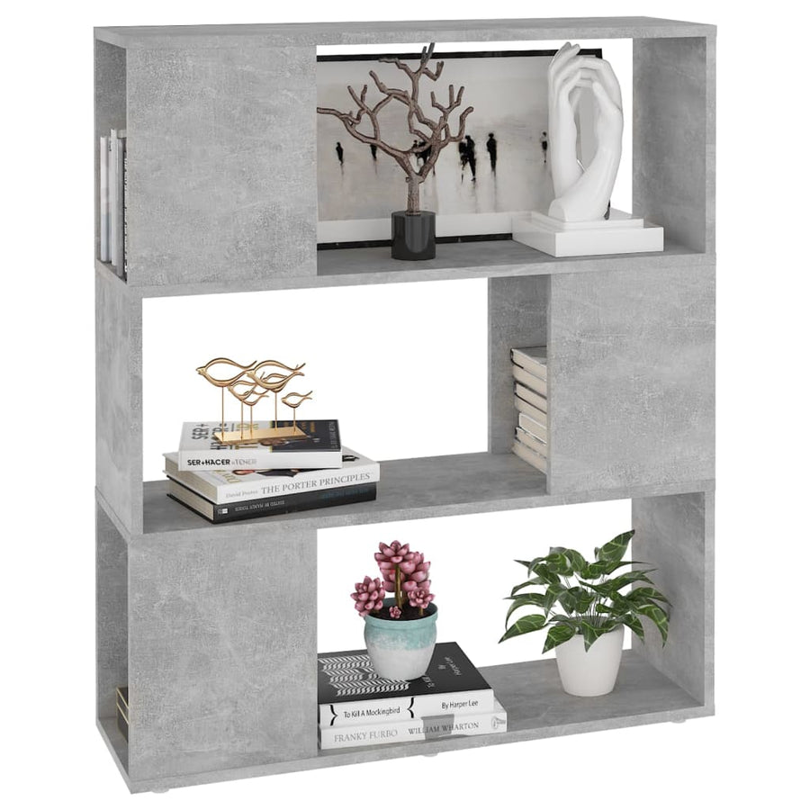 Boekenkast/Kamerscherm 80X24X94 Cm Spaanplaat Betongrijs 80 x 24 x 94 cm