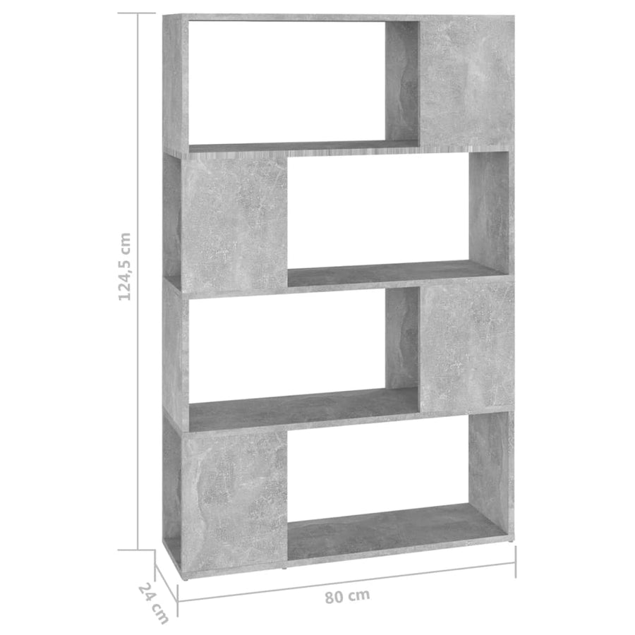 Boekenkast/Kamerscherm 80X24X124,5 Cm Spaanplaat Betongrijs 80 x 24 x 124.5 cm