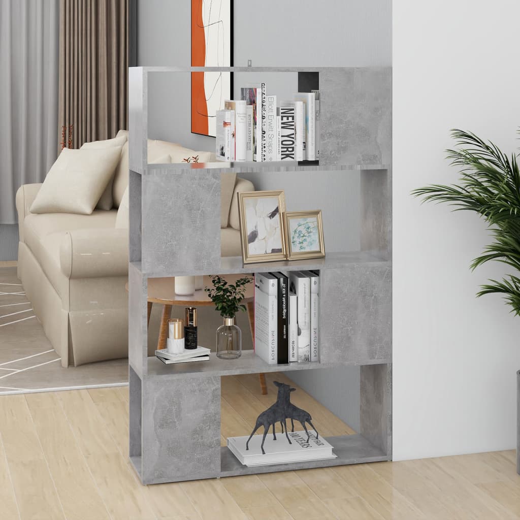 Boekenkast/Kamerscherm 80X24X124,5 Cm Spaanplaat Betongrijs 80 x 24 x 124.5 cm