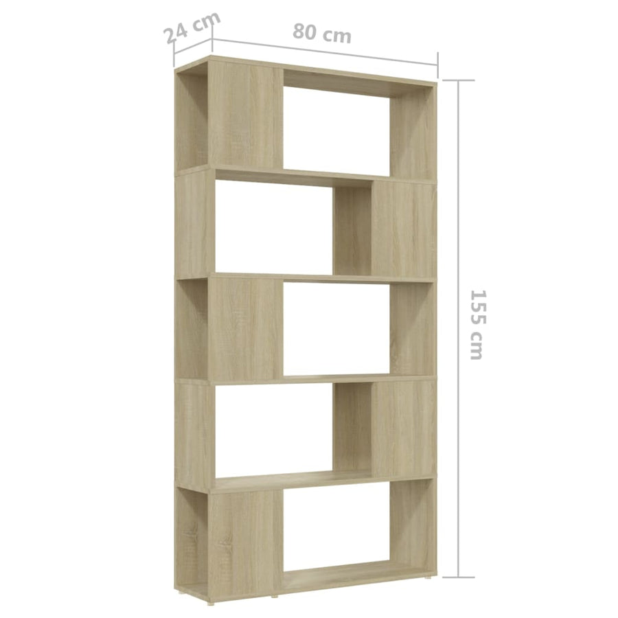 Boekenkast/Kamerscherm 80X24X155 Cm Spaanplaat Sonoma Eiken