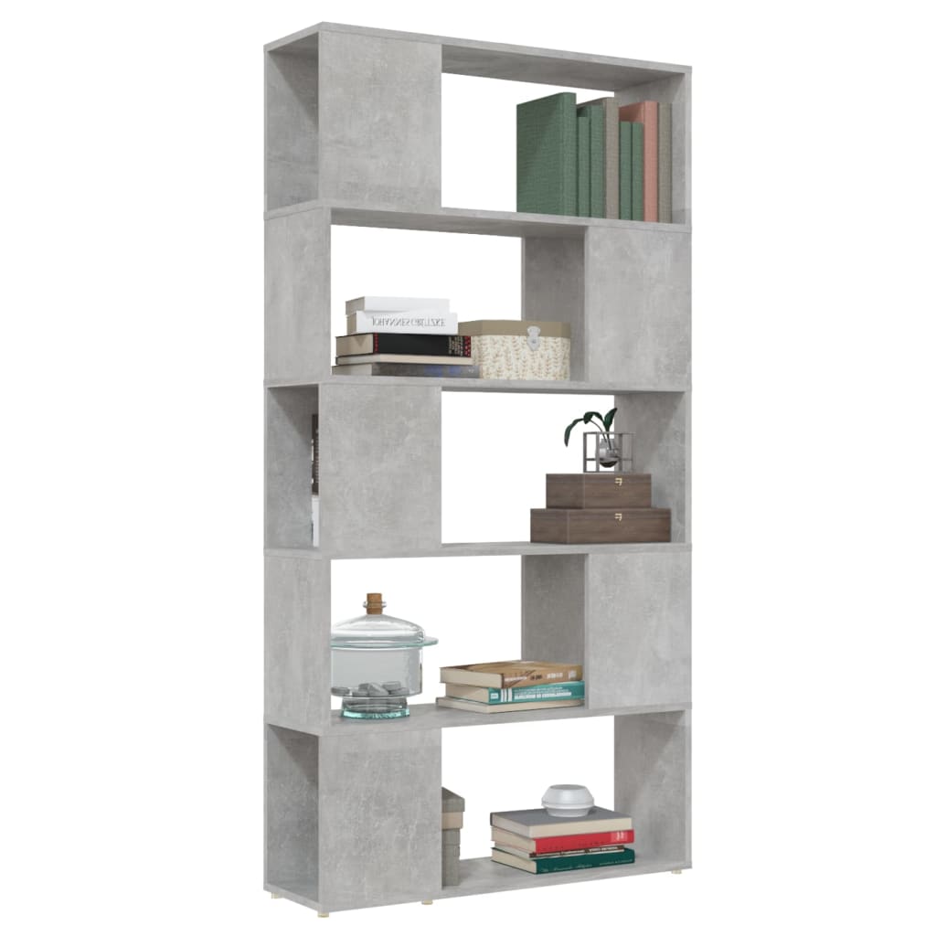 Boekenkast/kamerscherm 80x24x155 cm bewerkt hout betongrijs