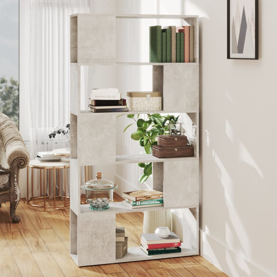 Boekenkast/kamerscherm 80x24x155 cm bewerkt hout betongrijs