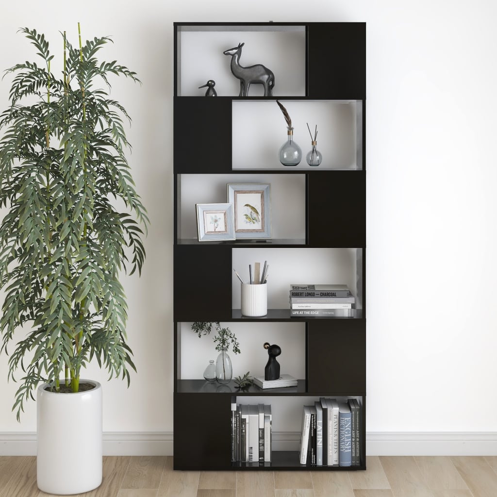 Boekenkast/Kamerscherm 80X24X86 Cm Spaanplaat Zwart