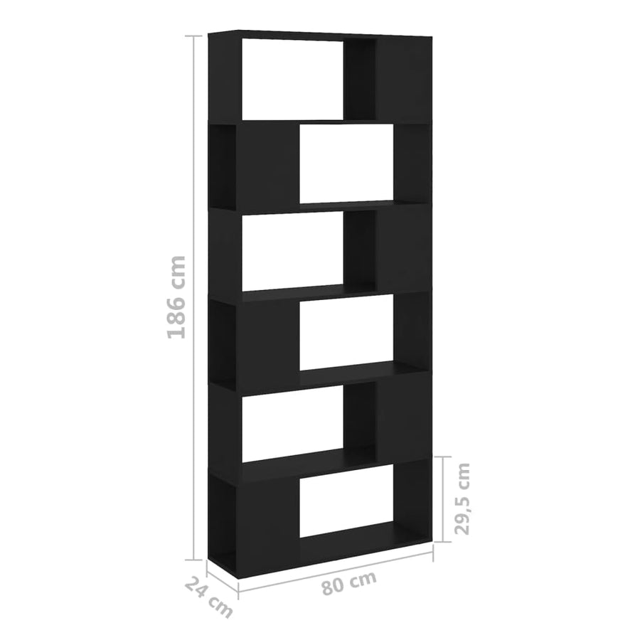 Boekenkast/Kamerscherm 80X24X86 Cm Spaanplaat Zwart
