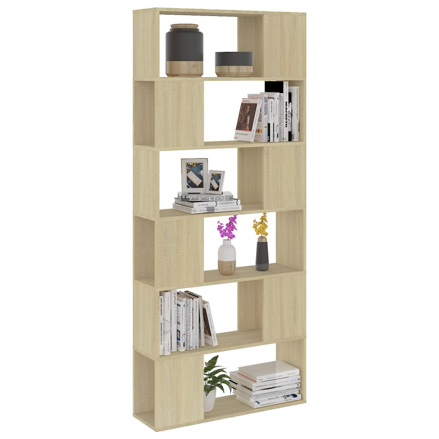 Boekenkast/Kamerscherm 80X24X86 Cm Spaanplaat Sonoma eiken