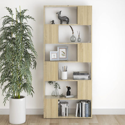 Boekenkast/Kamerscherm 80X24X86 Cm Spaanplaat Sonoma eiken