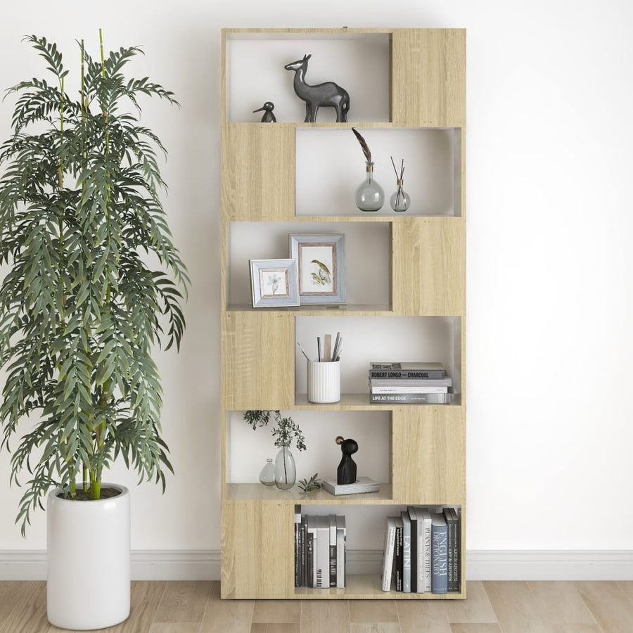Boekenkast/Kamerscherm 80X24X86 Cm Spaanplaat Sonoma eiken