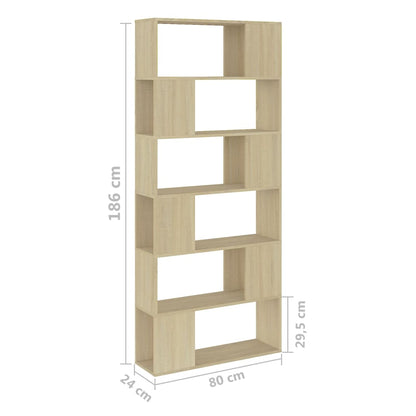 Boekenkast/Kamerscherm 80X24X86 Cm Spaanplaat Sonoma eiken