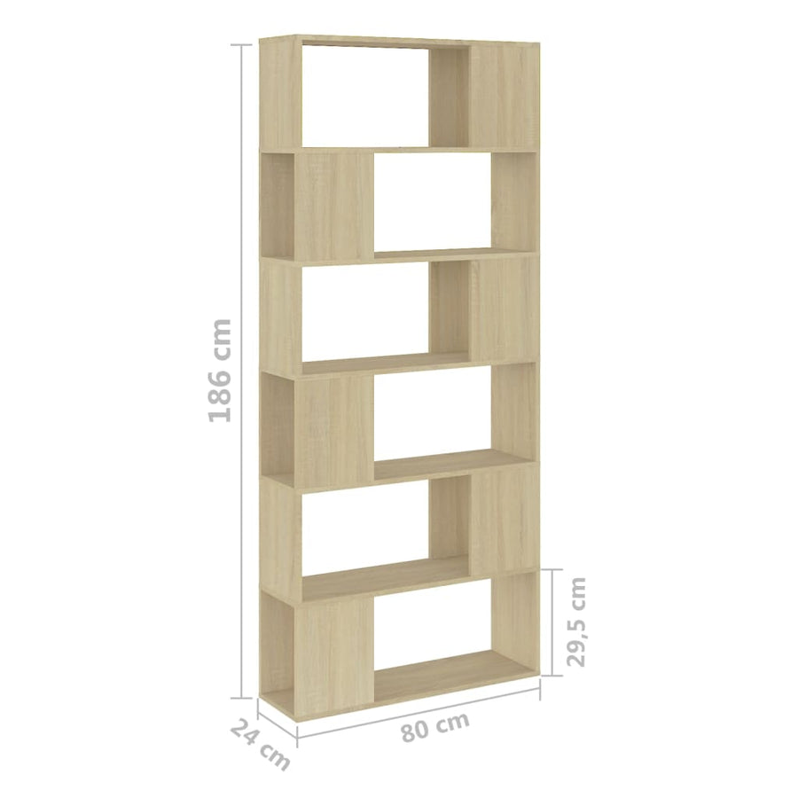 Boekenkast/Kamerscherm 80X24X86 Cm Spaanplaat Sonoma eiken