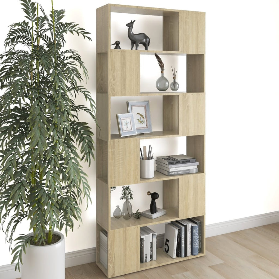 Boekenkast/Kamerscherm 80X24X86 Cm Spaanplaat Sonoma eiken