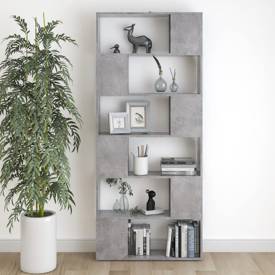 Boekenkast/Kamerscherm 80X24X186 Cm Bewerkt Hout Betongrijs Sonoma Eiken