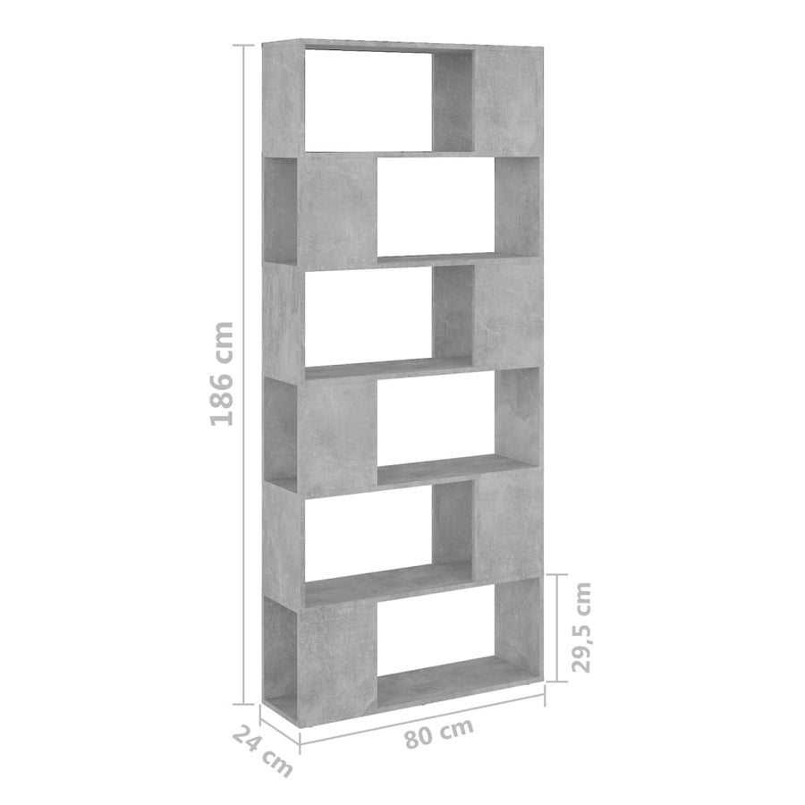 Boekenkast/Kamerscherm 80X24X186 Cm Bewerkt Hout Betongrijs Sonoma Eiken