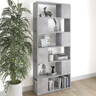 Boekenkast/kamerscherm 80x24x186 cm spaanplaat betongrijs Betongrijs