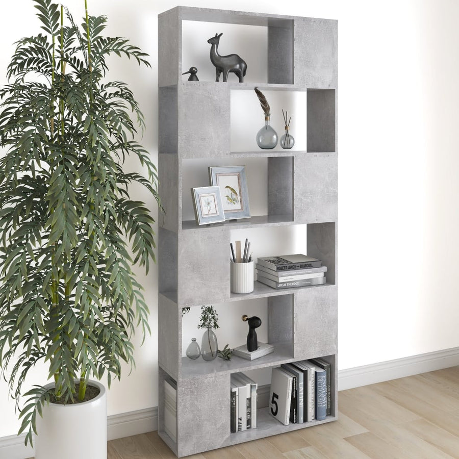 Boekenkast/Kamerscherm 80X24X186 Cm Bewerkt Hout Betongrijs Sonoma Eiken