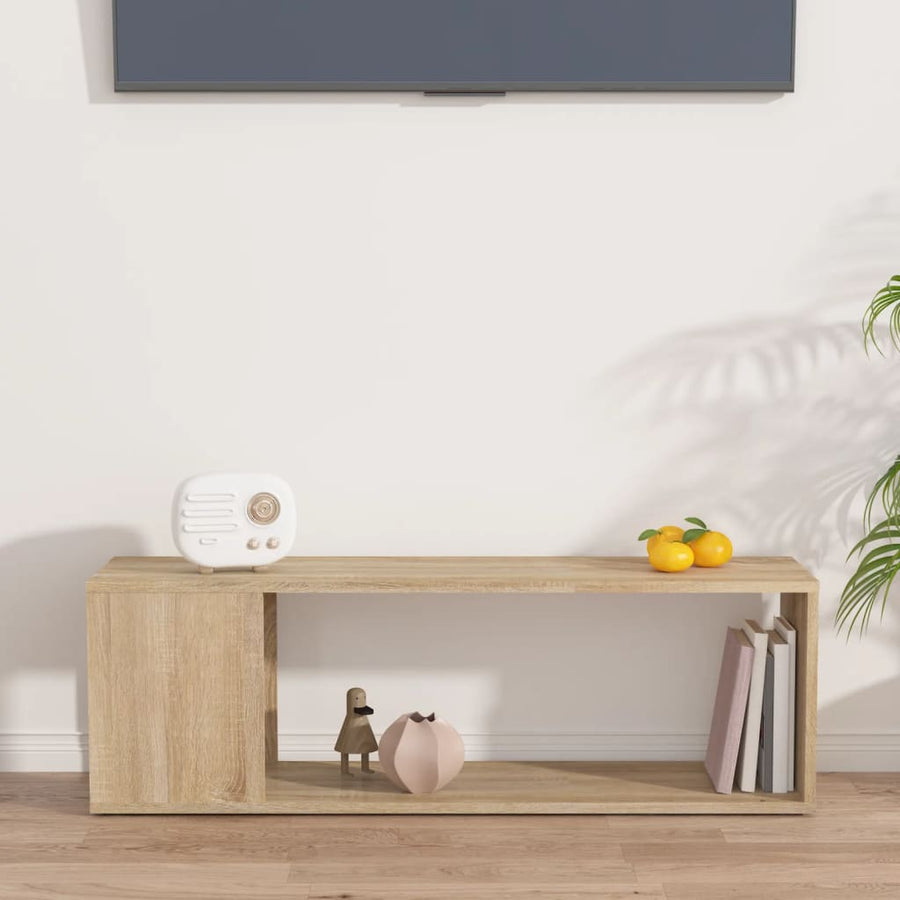 Tv-Meubel 100X24X32 Cm Bewerkt Hout Sonoma Eikenkleurig Zwart