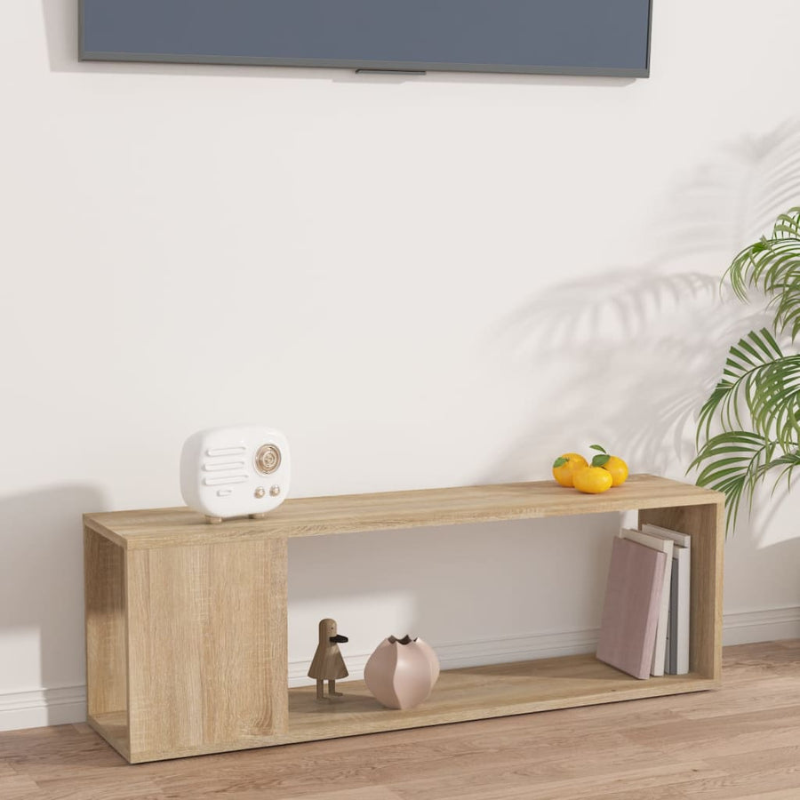 Tv-Meubel 100X24X32 Cm Bewerkt Hout Sonoma Eikenkleurig Zwart