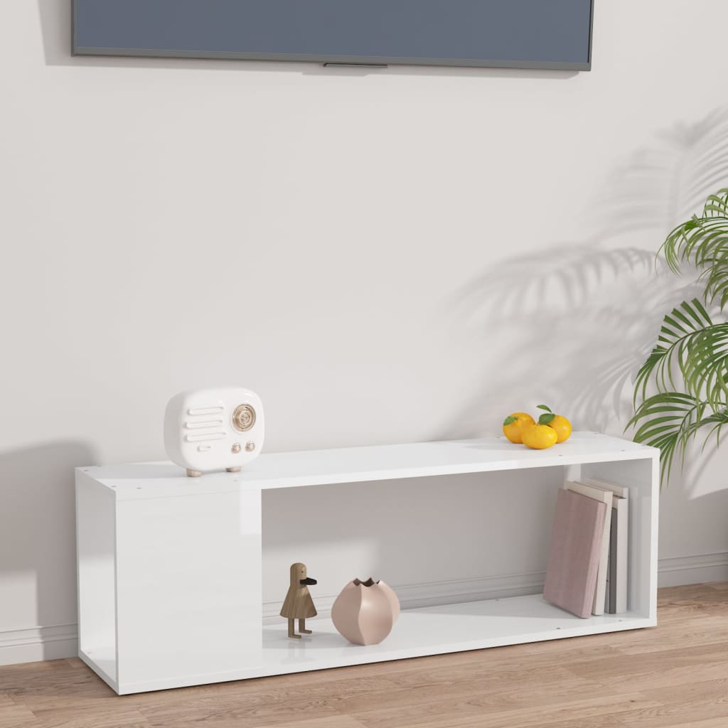 Tv-Meubel Bewerkt Hout Hoogglans Wit 100 x 24 x 32 cm