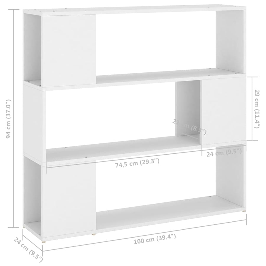 Boekenkast/Kamerscherm 00X24X94 Cm Wit