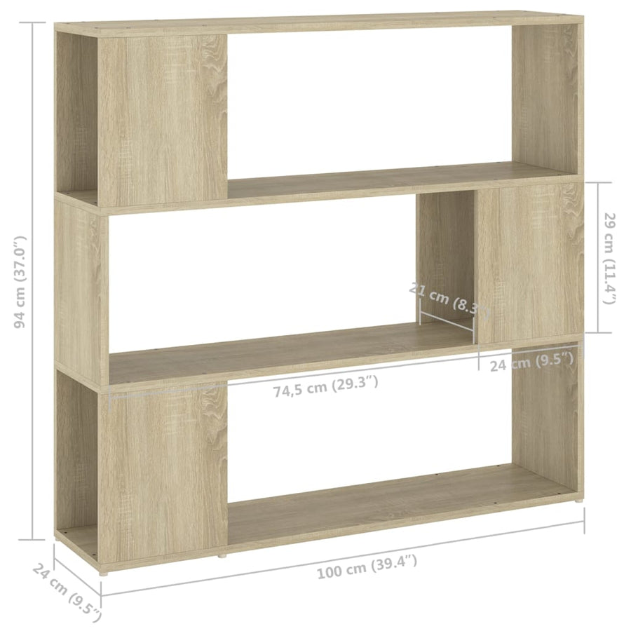 Boekenkast/Kamerscherm 00X24X94 Cm Kleurig Sonoma eiken
