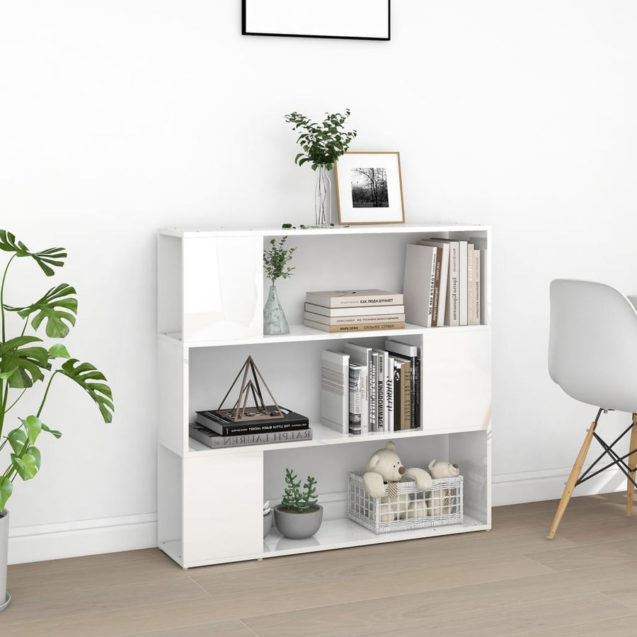 Boekenkast/Kamerscherm 100X24X94 Cm Hoogglans Wit Betongrijs