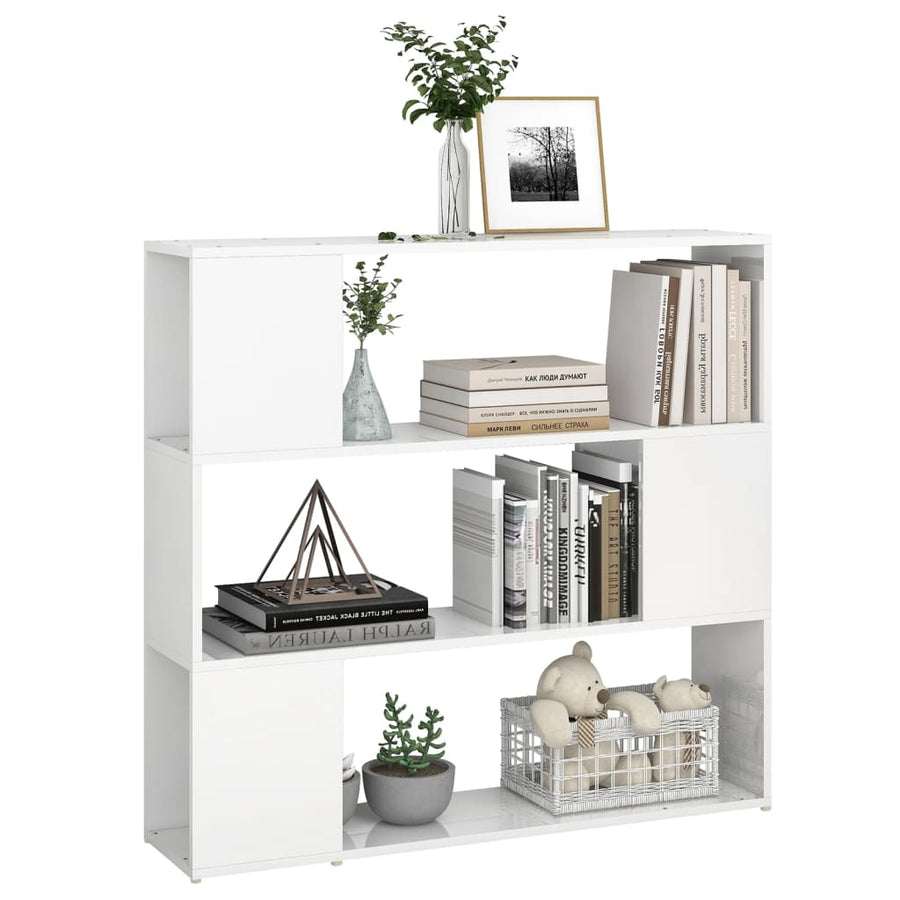 Boekenkast/Kamerscherm 100X24X94 Cm Hoogglans Wit Betongrijs