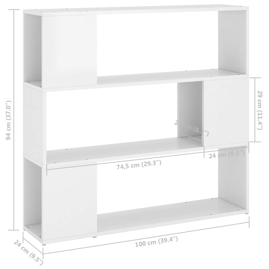 Boekenkast/Kamerscherm 100X24X94 Cm Hoogglans Wit Betongrijs