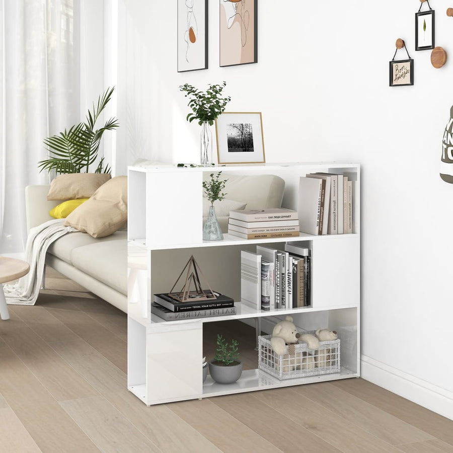 Boekenkast/Kamerscherm 100X24X94 Cm Hoogglans Wit Betongrijs