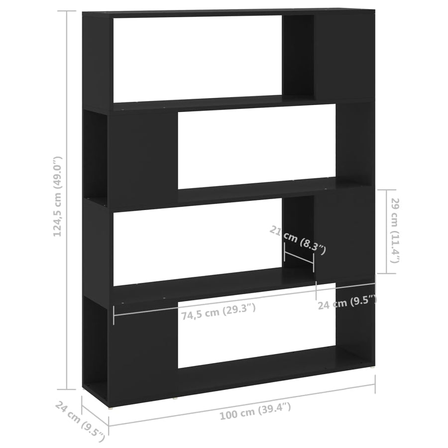 Boekenkast/Kamerscherm 00X24X24 Cm Zwart