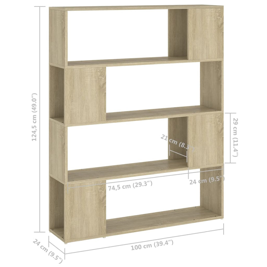 Boekenkast/Kamerscherm 00X24X24 Cm Kleurig Sonoma eiken