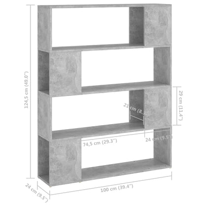 Boekenkast/kamerscherm 100x24x124 cm betongrijs Betongrijs