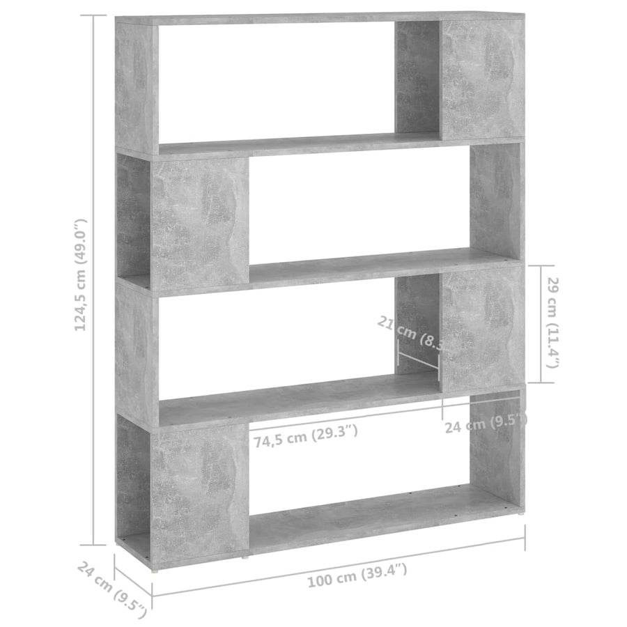 Boekenkast/kamerscherm 100x24x124 cm betongrijs Betongrijs