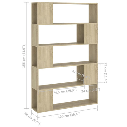 Boekenkast/Kamerscherm 00X24X55 Cm Spaanplaat Sonoma eiken