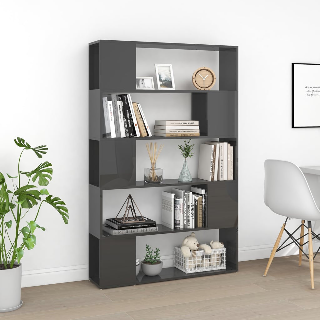 Boekenkast/kamerscherm bewerkt hout hoogglans grijs