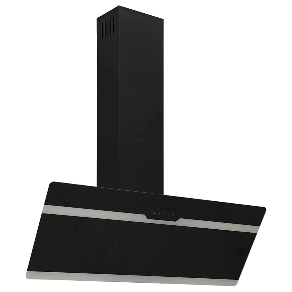 Wandafzuigkap 90 cm staal en gehard glas zwart