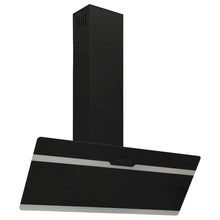 Wandafzuigkap 90 cm staal en gehard glas zwart