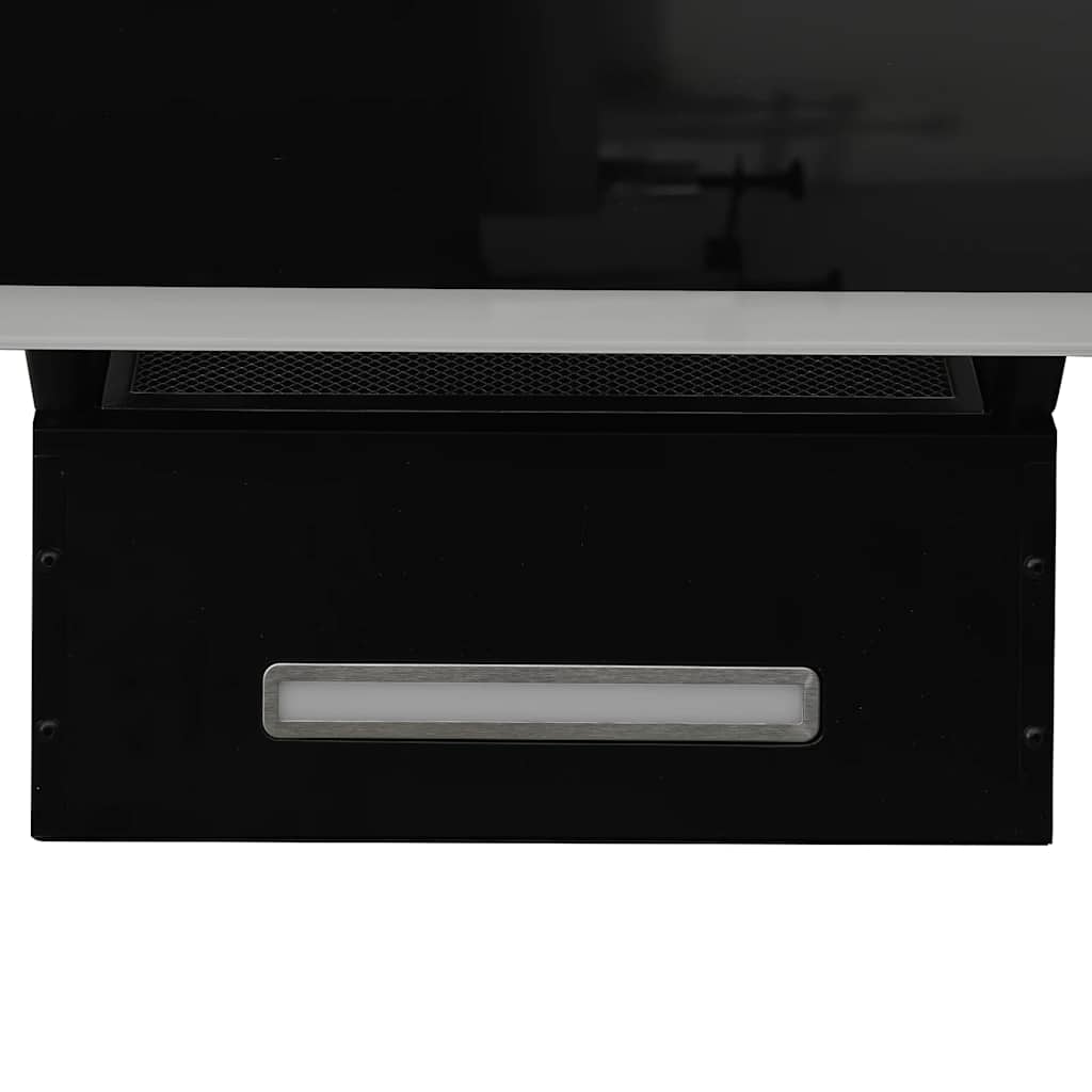 Wandafzuigkap 90 cm staal en gehard glas zwart