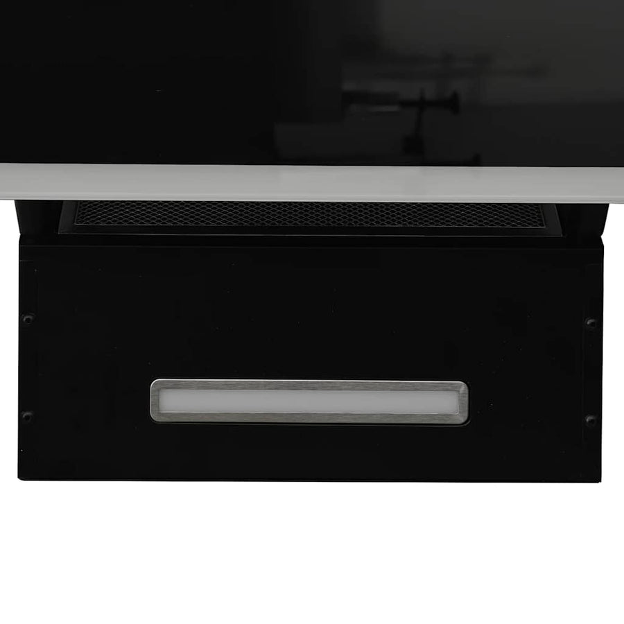 Wandafzuigkap 90 cm staal en gehard glas zwart