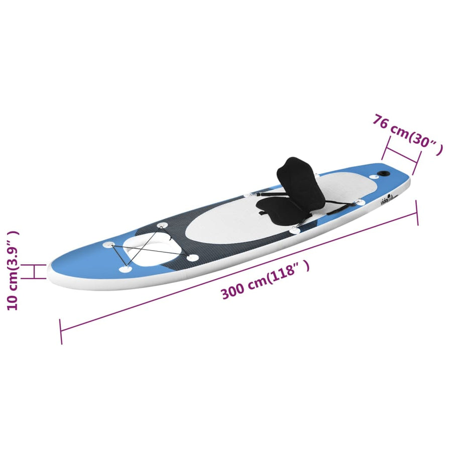 Stand Up Paddleboardset Opblaasbaar 300 x 76 x 10 cm Zeeblauw