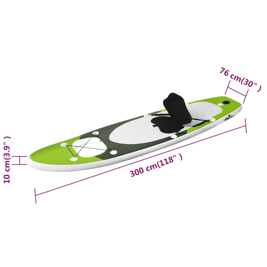 Stand Up Paddleboardset Opblaasbaar 300 x 76 x 10 cm Groen