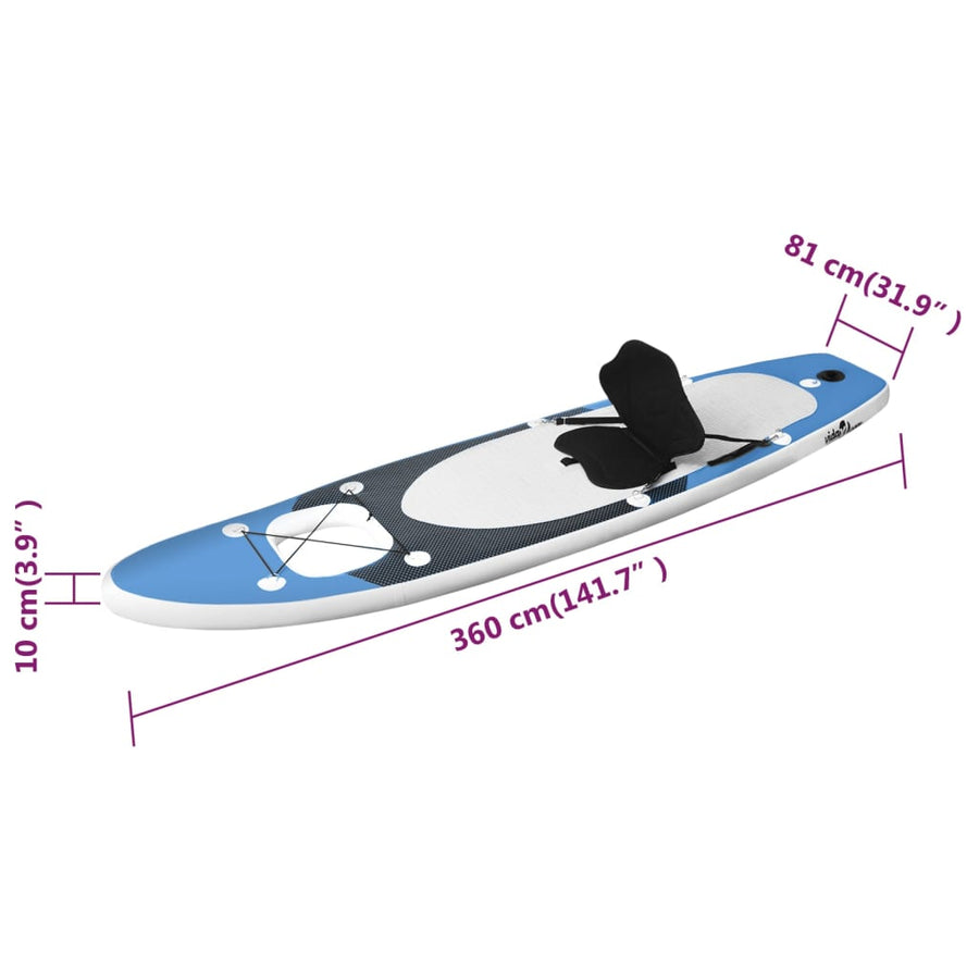 Stand Up Paddleboardset Opblaasbaar 360 x 81 x 10 cm Zeeblauw