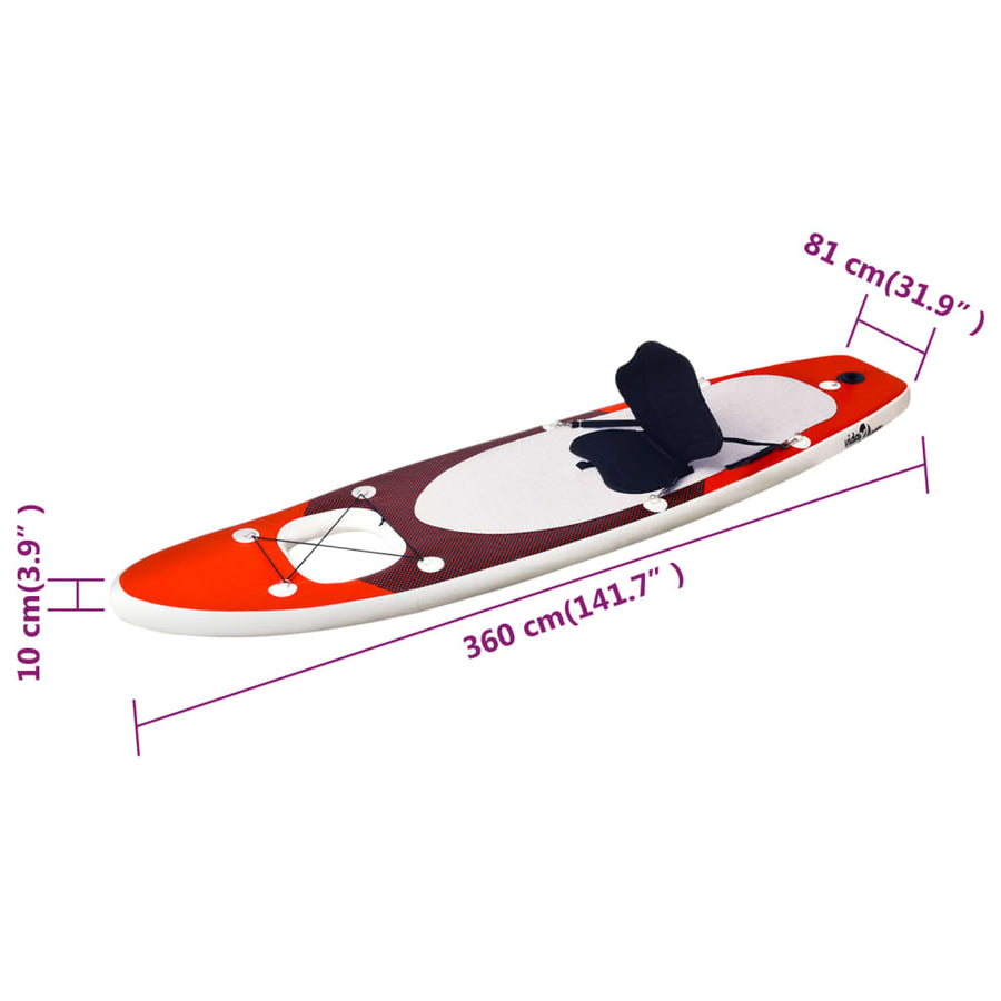 Stand Up Paddleboardset Opblaasbaar 360 x 81 x 10 cm Rood