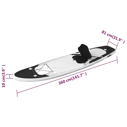Stand Up Paddleboardset Opblaasbaar 360 x 81 x 10 cm Zwart