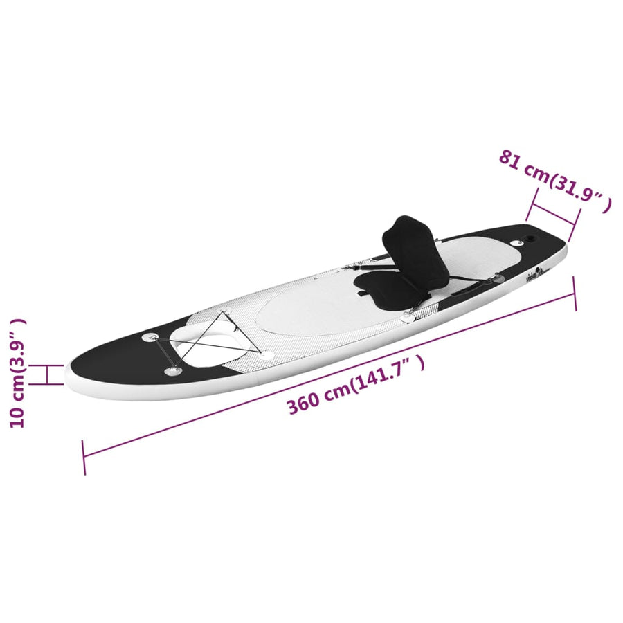 Stand Up Paddleboardset Opblaasbaar 360 x 81 x 10 cm Zwart