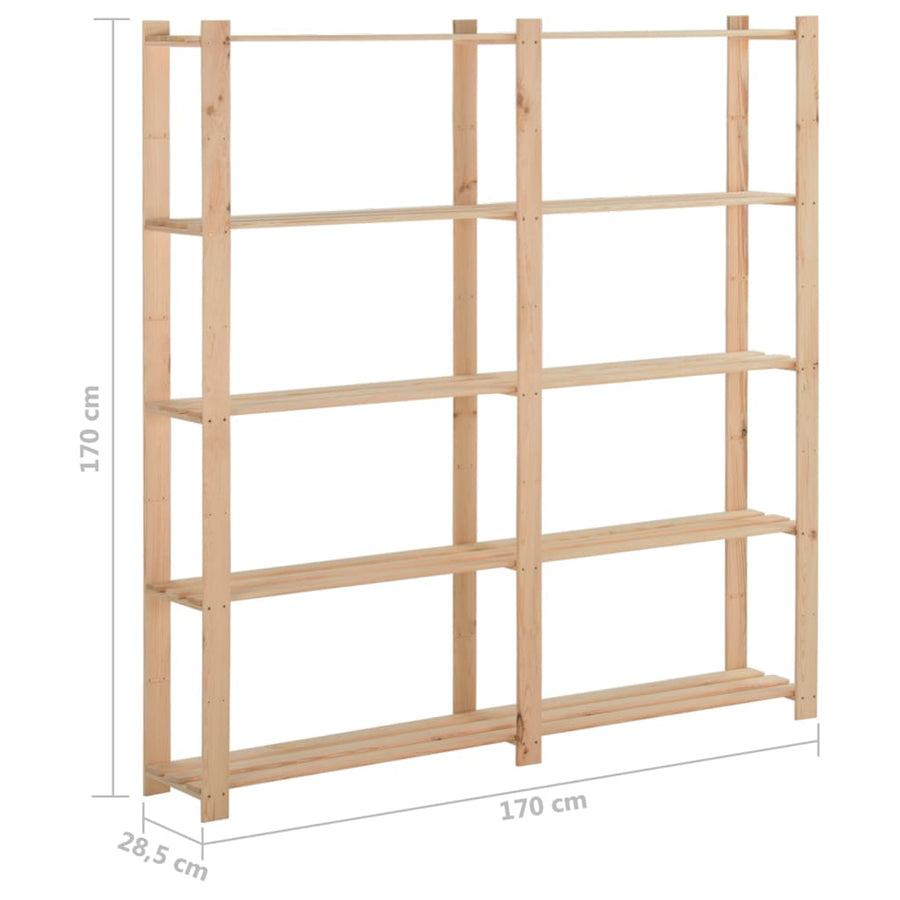 Opbergrek 5-Laags 70X28,5X70 Cm Massief Grenenhout 170 x 28.5 x 170 cm Naturel