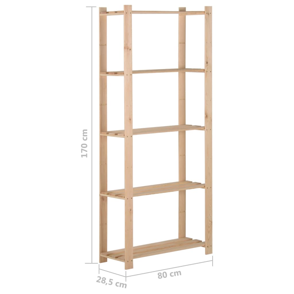 Opbergrek 5-Laags 80X28,5X70 Cm Massief Grenenhout 80 x 28.5 x 170 cm Naturel