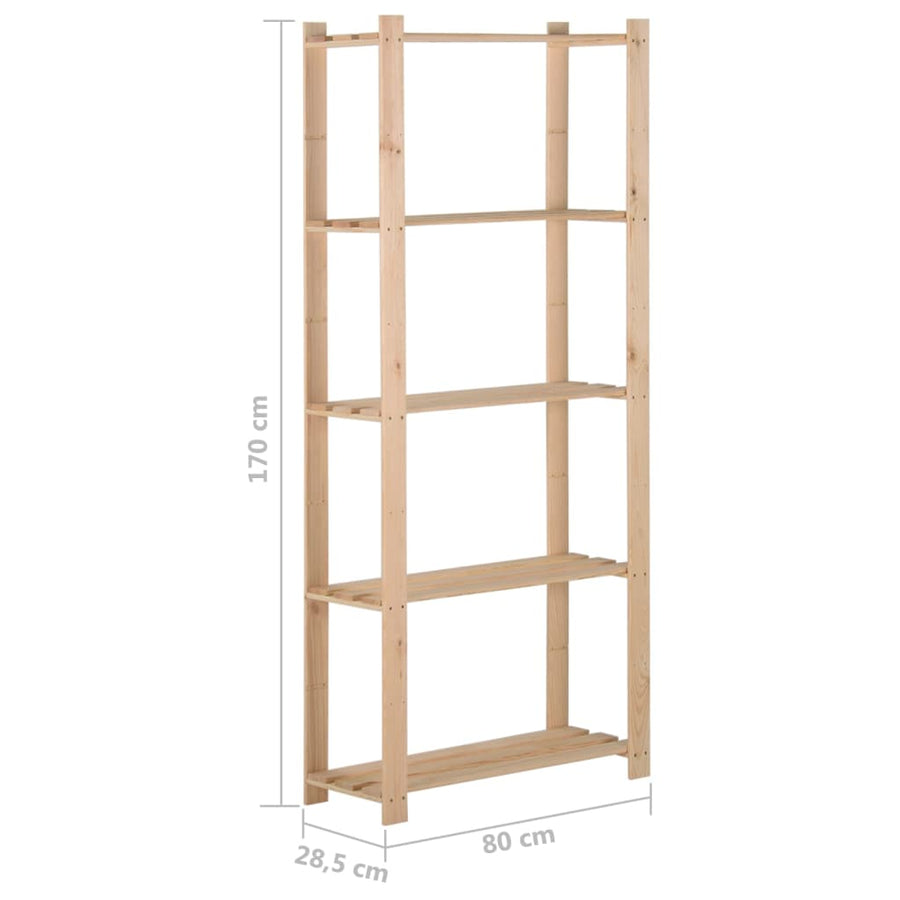 Opbergrek 5-Laags 80X28,5X70 Cm Massief Grenenhout 80 x 28.5 x 170 cm Naturel