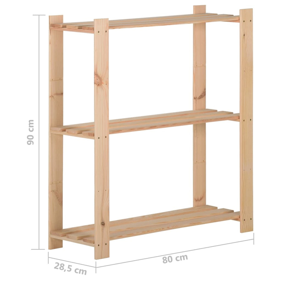 Opbergrek 3-Laags 80X28,5X90 Cm Massief Grenenhout 80 x 28.5 x 90 cm Naturel