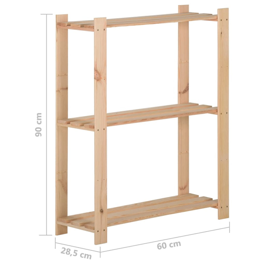 Opbergrek 3-Laags 60X28,5X90 Cm Massief Grenenhout 60 x 28.5 x 90 cm Naturel