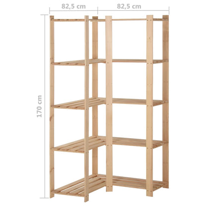 Hoekopbergrek 5-Laags 82,5X82,5X170 Cm Massief Grenenhout
