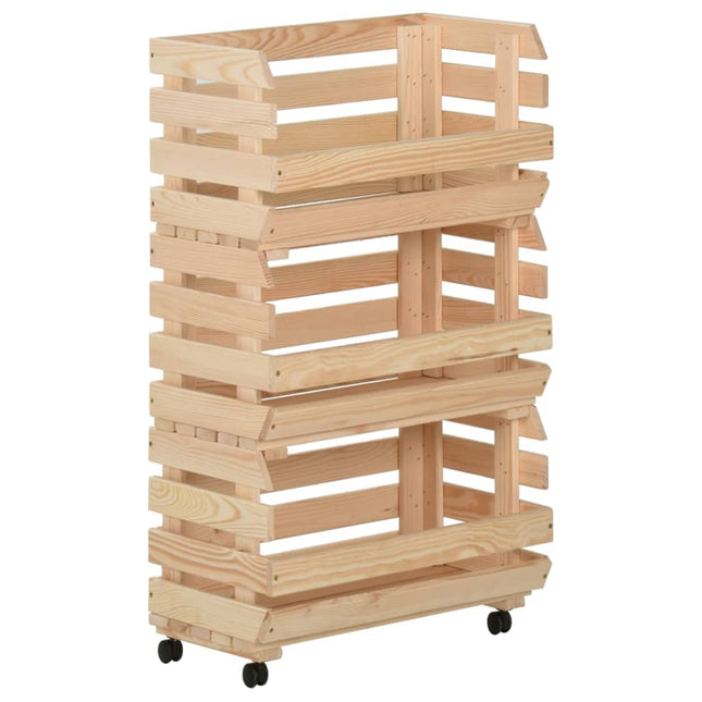 Groentetrolley Massief Grenenhout 37 x 30 x 80 cm